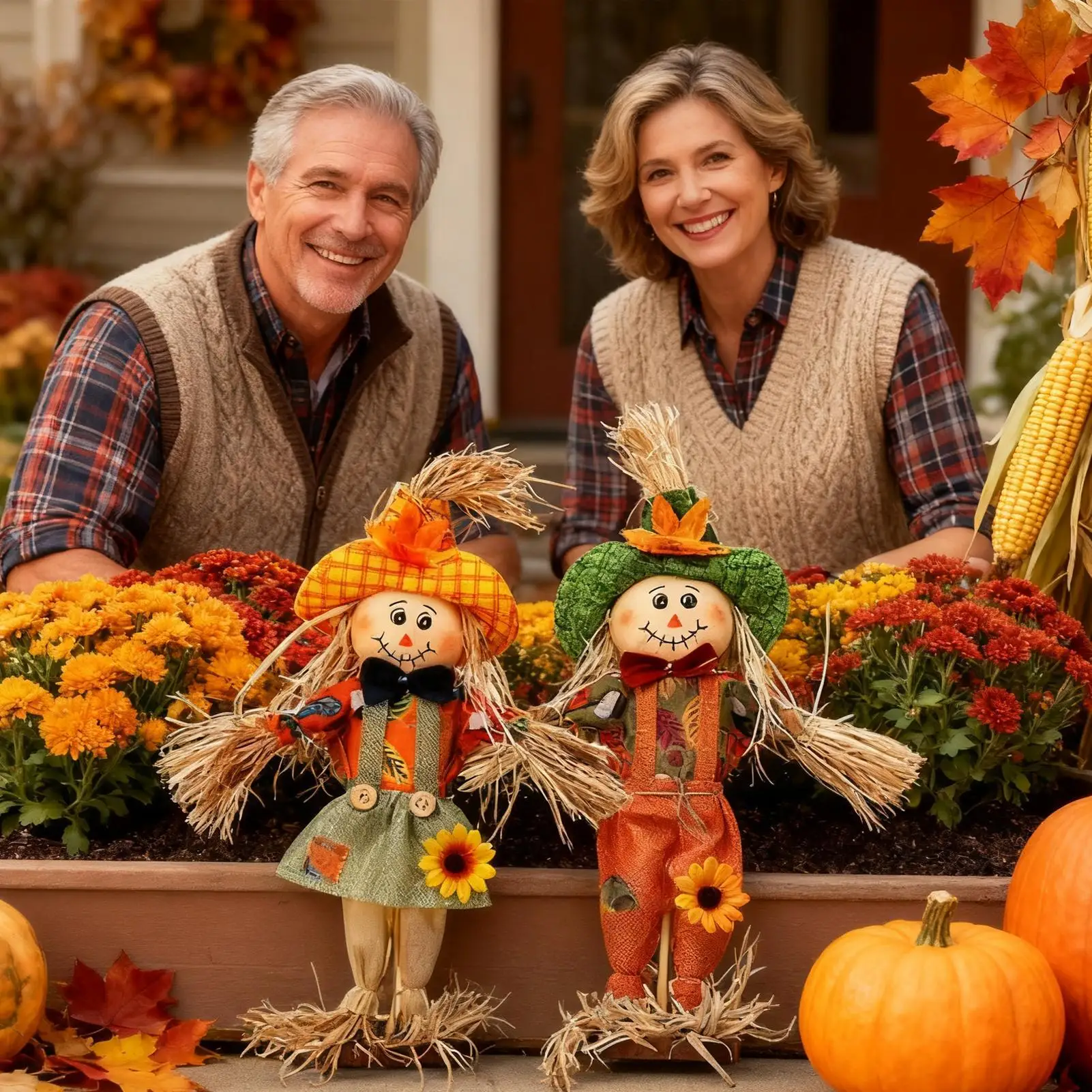 فزاعة زينة 2 قطعة الطيور بعيدا الشرفة ديكور المنزل 14 بوصة حصص مع القماش وقبعة لساحة الحديقة الشرفة حفلة المنزل #3