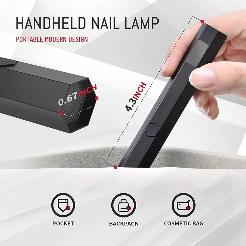 Portable LED Nail Art Lamp In Pink Featuring 360-Degree Rotating Stand For Manicure-Compact Design Lightweight