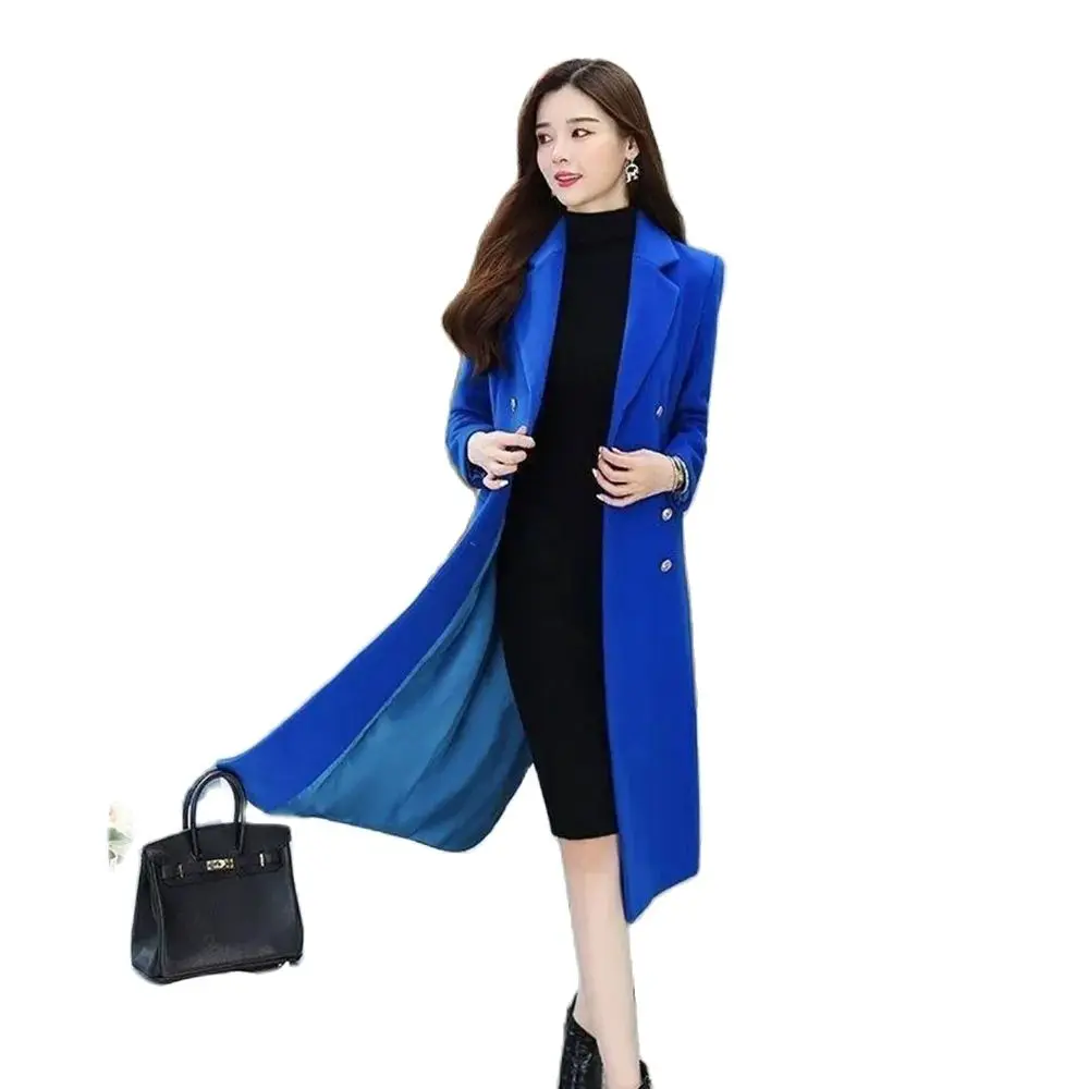 

Woolen Coat Ladies Temperament Long 2024 Autumn And Winter Fashion Belt Atmospheric Design Sense Slim Knee Warm Coat Female Tide