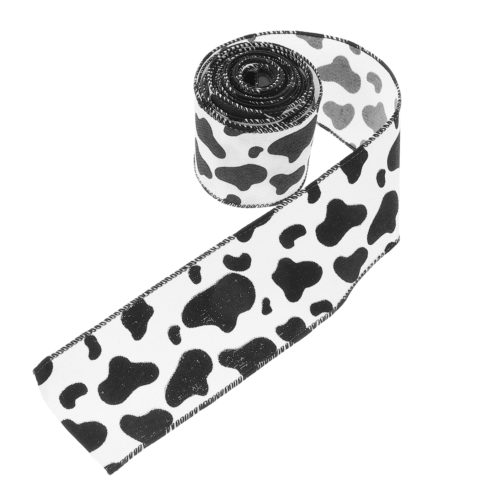 

1 Roll Cow Spot Wired Edge Ribbon Cute Animal Print Fabric for Crafting Wreaths Present Wrapping Farm Animal Decorative Ribbon