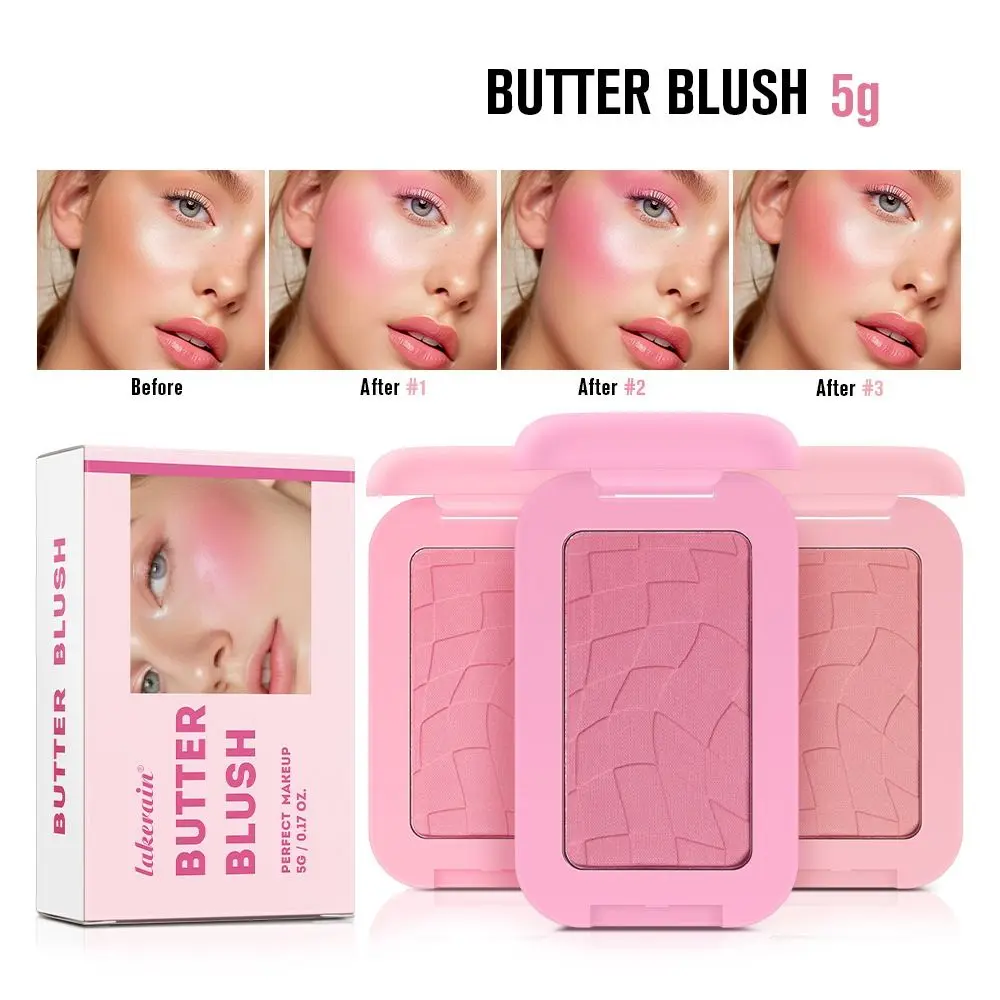 Creme de blush em pó com revestimento de veludo, impermeável, duradouro, altamente pigmentado, à prova de manchas, bochecha natural, manteiga nova