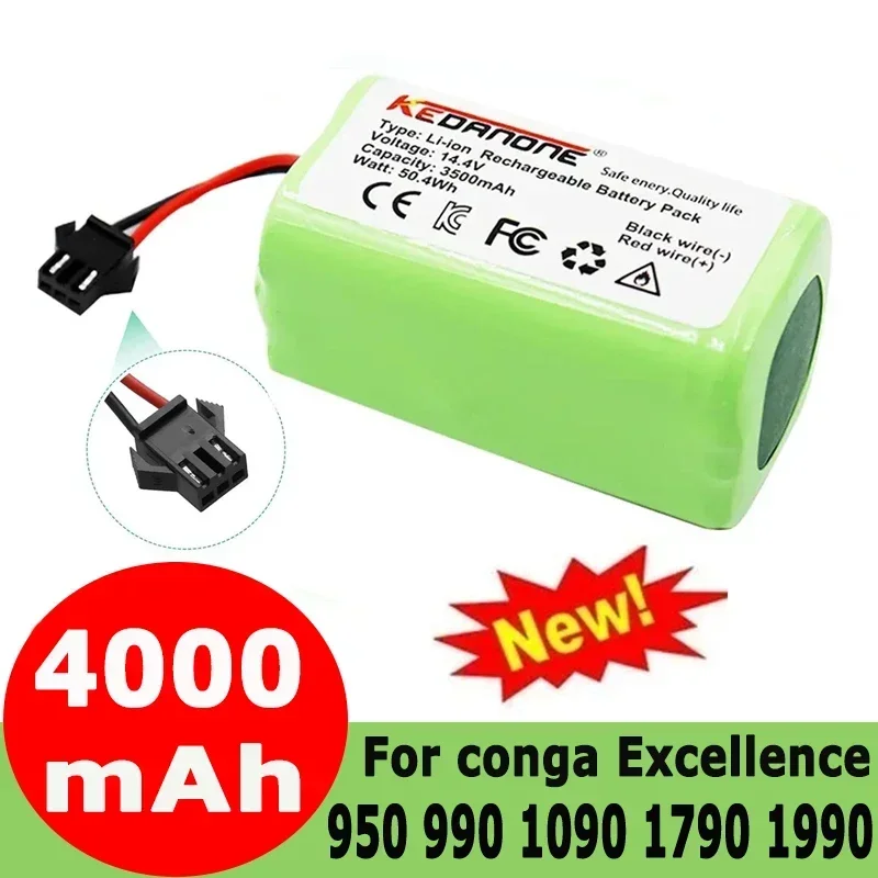 

4S1P 14.4V 4000mAh Li-ion Battery for Conga Excellence 990 1090 Ecovacs Deebot N79S N79 DN622 Eufy Robovac 11 11S 12 35C X500