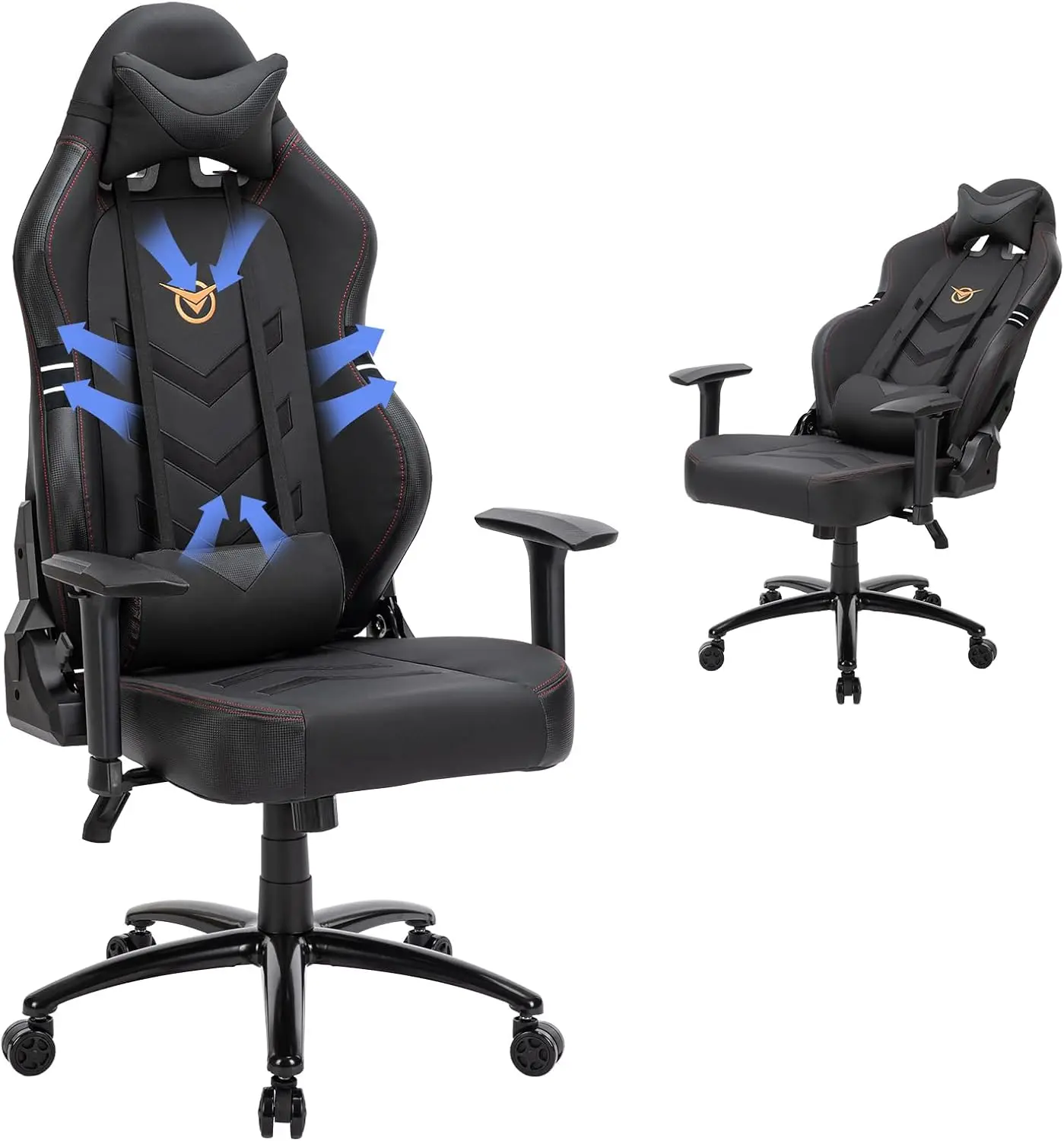 Big And Tall Gaming Chair 350Lbs-Racing Style Computer Gamer Chair,Ergonomic Desk Office Pc Chair With Wide Seat, Reclining