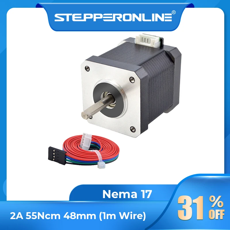 Silnik krokowy Nema17 42BYGH Silnik 48mm 2A 17HE19-2004S Silnik Nema 17 4-odprowadzeniowy do silnika drukarki 3D