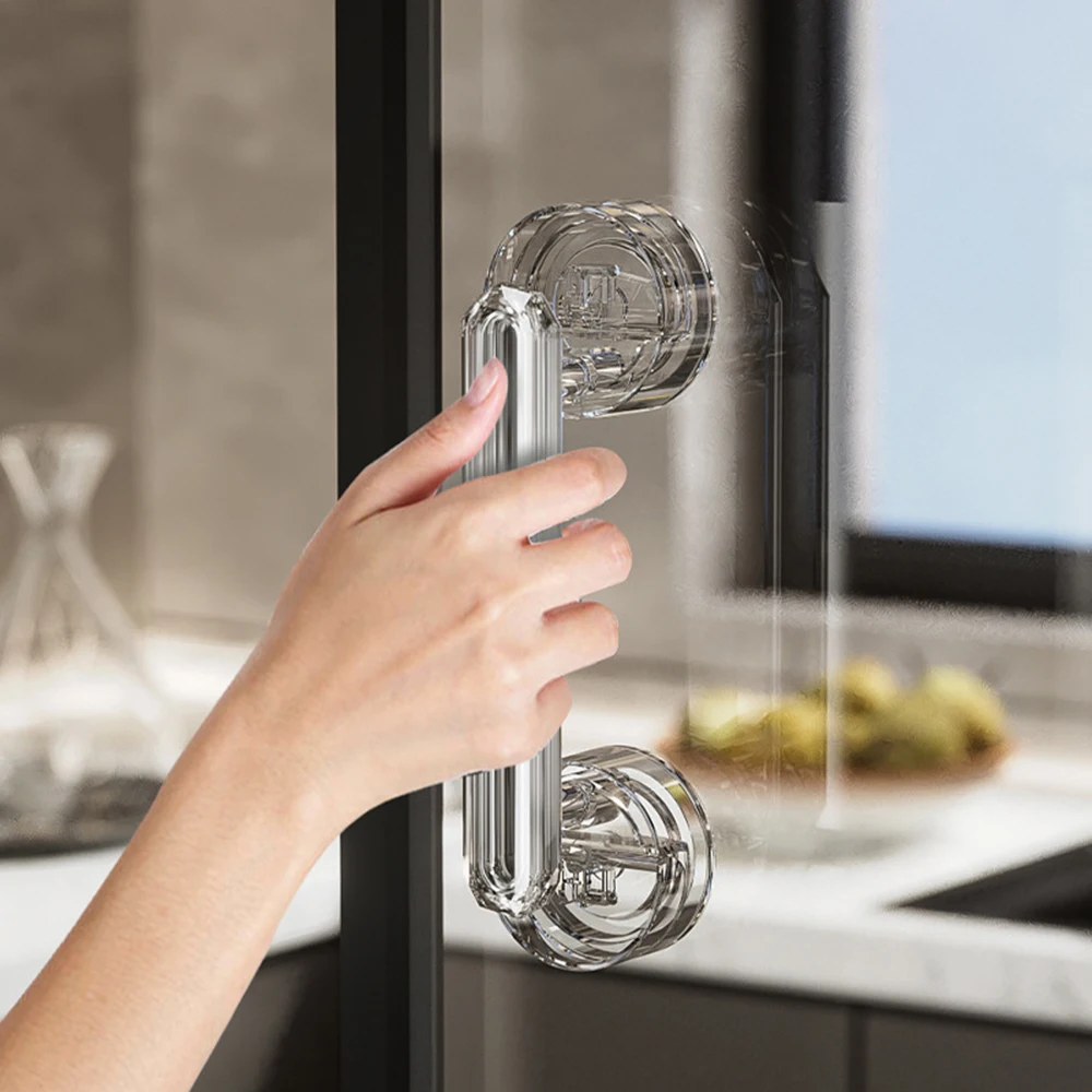 Punch-Free Suction Cup Door Handle Reusable Non-Slip Window Handle for Bathroom Cabinets Household Door Handle with Suction Cup