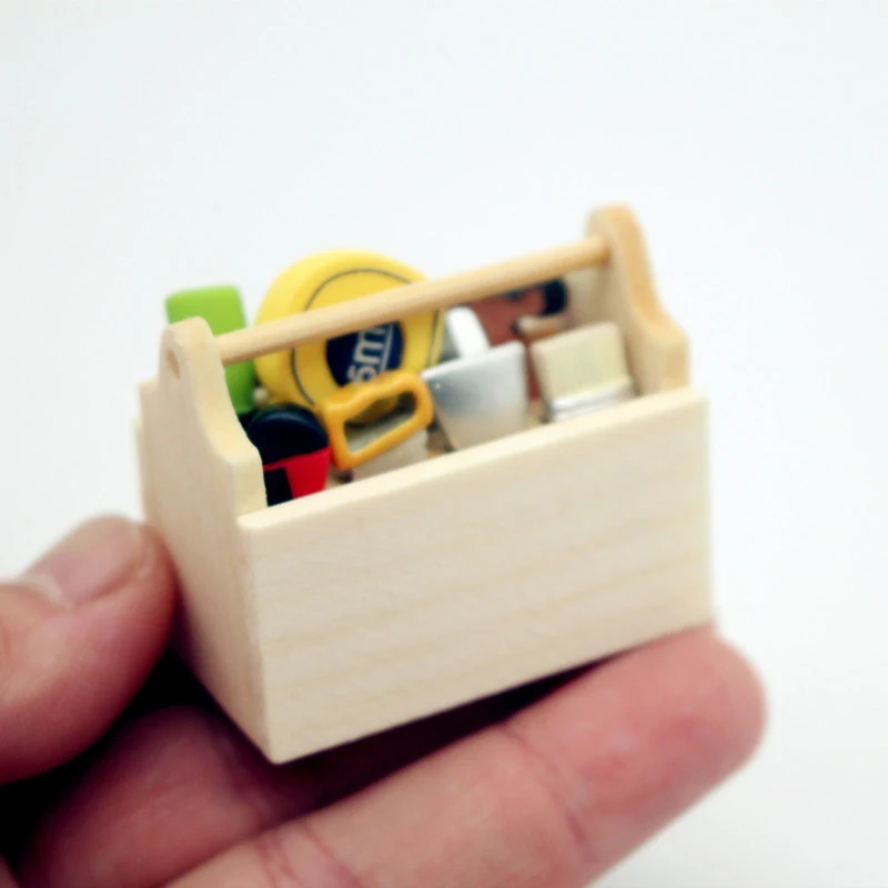 1Set 1:12 Dollhouse Miniature Toolbox Handmade Tools Sets Model Furniture Accessories For Doll House Decor Toys Decorative Props