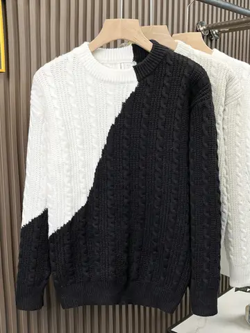 컬러블록 니트 가을 청소년 캐주얼 컬러블록 캐주얼 남성용 멋진 니트 스웨터 니트웨어 스웨터 니트 가을 캐주얼 남성용 멋진 스웨터