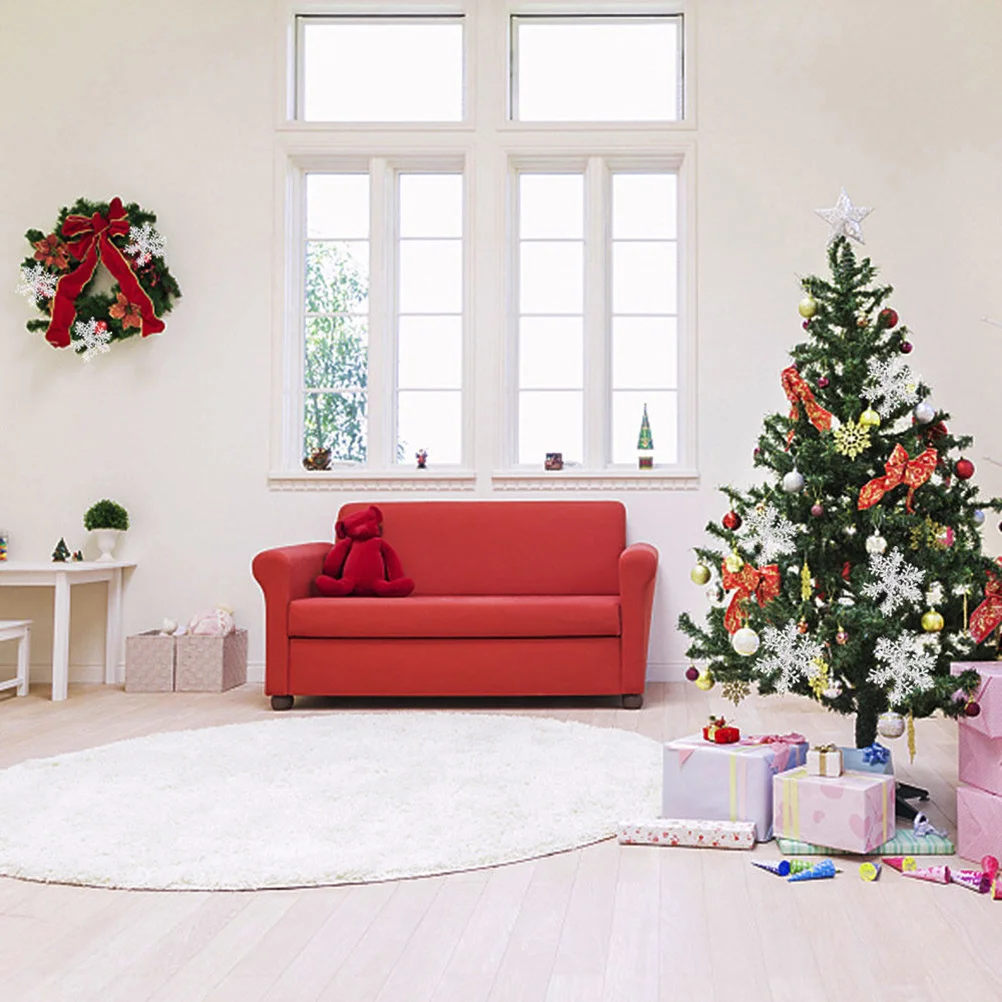 

90Pcs Christmas Snowflakes White Plastic Snowflake Ornaments Sizes 6cm 11cm 13cm for Tree Window Ceiling Doorway Holiday Party