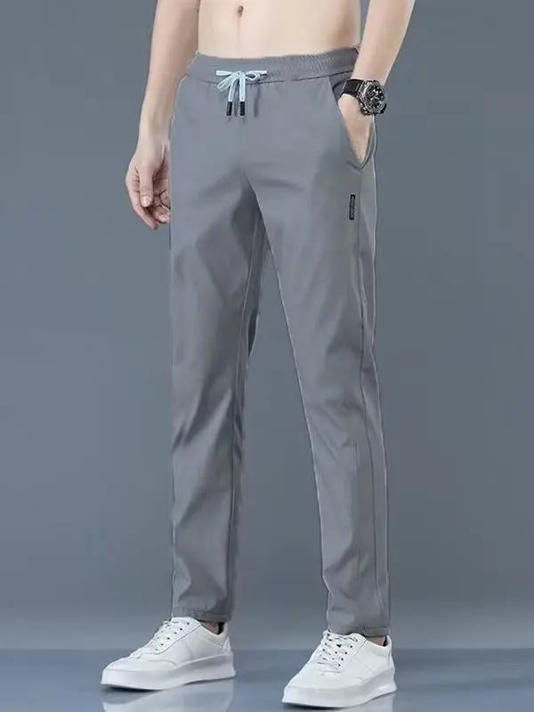 กางเกงทำงานผู้ชายน้ำหนักเบา ระบายอากาศดี เหมาะสำหรับฤดูร้อน ไซส์ใหญ่ สวมใส่ทำงานออฟฟิศ ทนทาน ยาว ผ้าไหมน้ำแข็ง