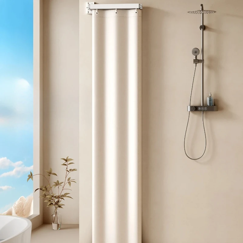 

‌No-Drill Shower Curtain - Waterproof Bathroom Partition, Foldable Wet/Dry Screen, Non-Slip Liner, Easy-Clean Shower Set
