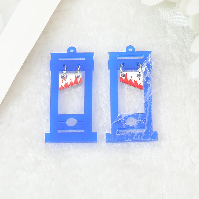 12 Pcs Gothic Charms Acrylic Halloween Guillotine Jewlery Findings For Necklace Diy