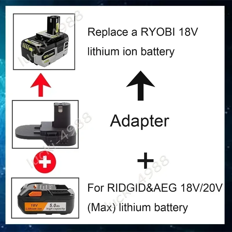 Imagem -04 - Adaptador de Bateria Conversor para Ridgid Aeg 18v Bateria Converter para Ryobi One Mais 18v Portátil Ferramentas Elétricas Conector Adaptador