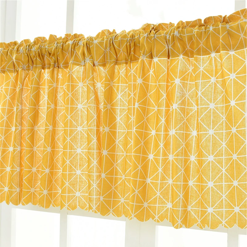 Short curtain modern curtains for kitchen balcony Yellow Plaid cloth 150*45cm simple geometric pattern home balcony decorations