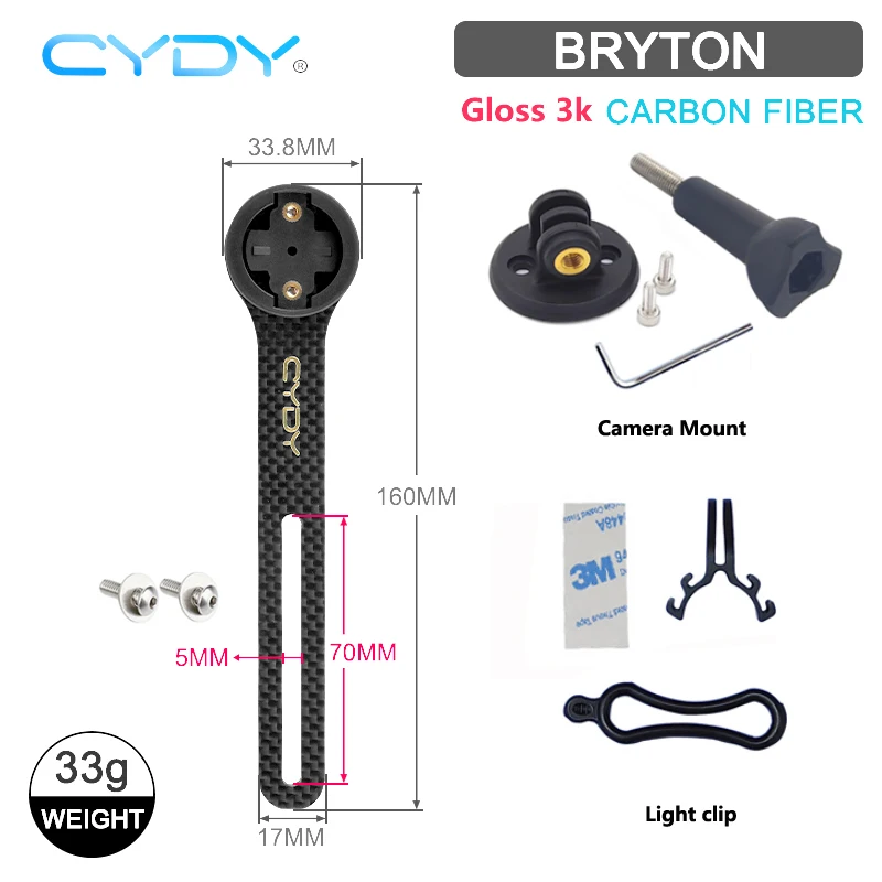 CYDY Carbon 3K Garmin Halterung Edge 130 200 Rennrad-Computerhalterung Wahoo Bryton Rider 420 Fahrrad-Lichtclip Kamera-Halterung