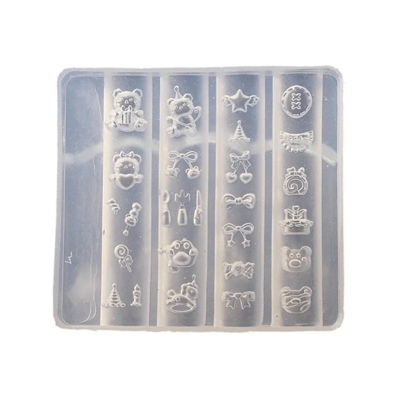 

N5KE Silicone 3D Art Molds Bowknot Theme Art Template Moulds Silicone Texture for Beauticians and Art Learners