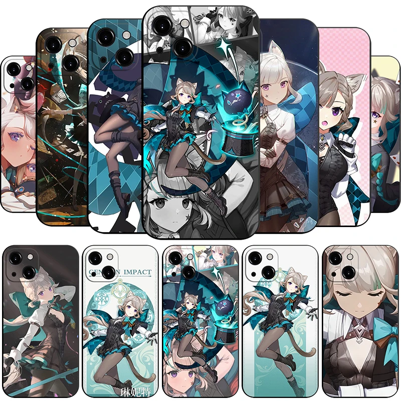 LyNouveau Fontaine Genshin Impact 4 Coque pour iPhone, Indépendance dans le ShadelPhone, 14, 13, 12, 11, Pro, Max, Mini, XS, X, Poly, SE3, 2, 7, 8, Plus