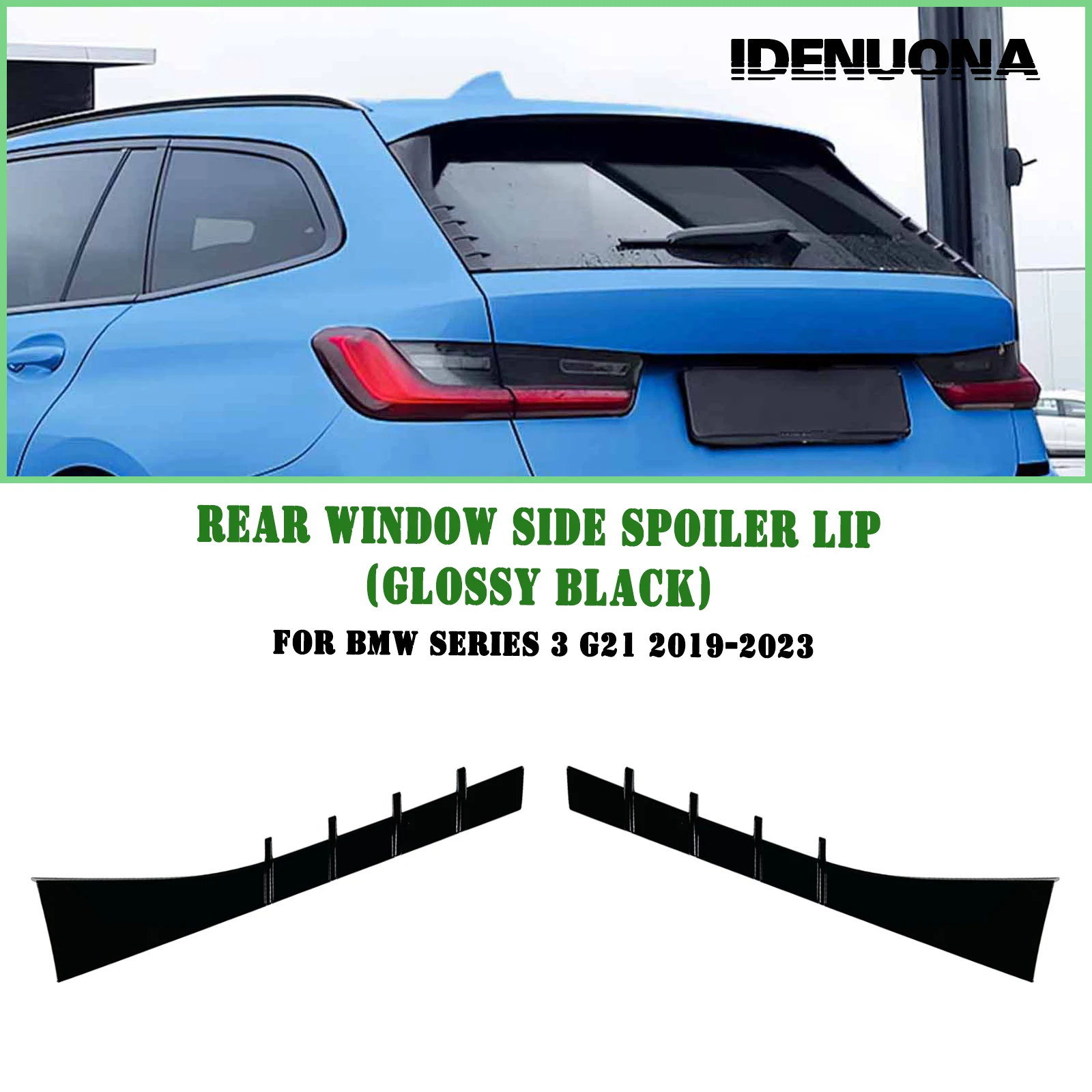 

Rear Window Side Spoiler Lip Wing For BMW 3 Series G21 2019-2024 Wagon Touring Carbon Fiber Look/Gloss Black Tail Splitter Trim