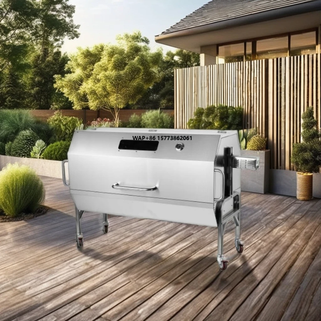 Portable Gas and Charcoal BBQ Grill Stainless Steel Outdoor Use Rotisserie Roast for Whole Pig Lamb Spit Max Load 60 kg Picnic