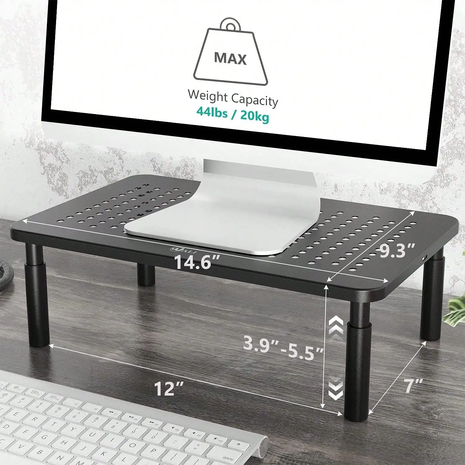 Desk Organizer, 1 Tier Computer Monitor Stand For Desk, Desk Monitor Riser 3 Height Adjustable, Laptop Stand Underneath Storage For Office, Home, School Supplies (STT003), 1 Pack, Black