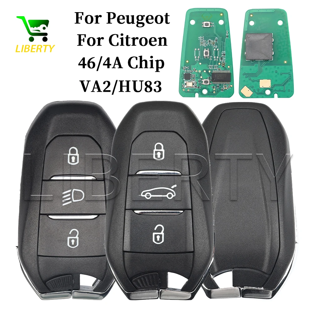 

Liberty Proximity Smart Remote Card Key Fob 433MHZ 46/4A Chip For Peugeot 208 308 3008 508 5008 Citroen C4 C4L DS4 DS5 HU83/VA2
