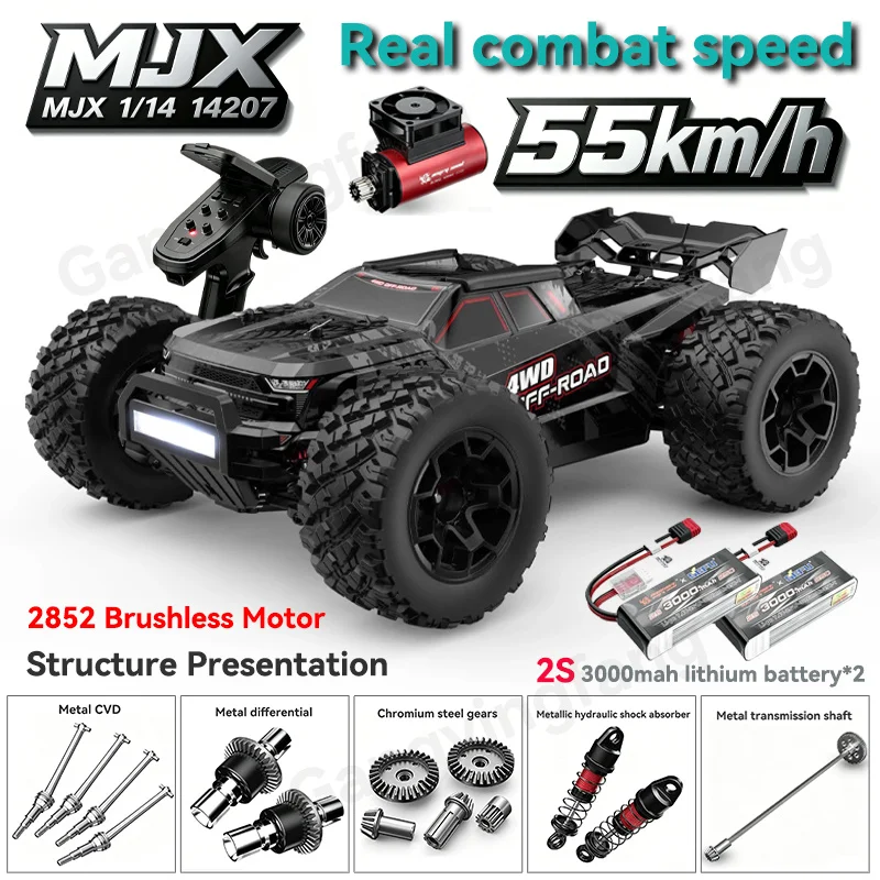Carro RC MJX Hyper Go 14207 Brushless, Escala 1/14, 2.4G, 4WD, Elétrico, Alta Velocidade, Off-Road, Controle Remoto, Monster Truck para Crianças Carro RC MJX Hyper Go 14207 Brushless, Escala 1/14, 2.4G, 4WD, Elétrico, Alta Velocidade, Off-Road, Controle Remoto, Monster Truck para Crianças