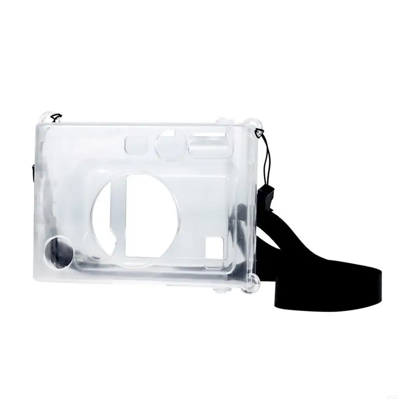 R53C Clear for Case for Fujifilm Mini EVO Instant Film Camera Crystal Hard for Shell Cover with Removable Shoulder Strap for