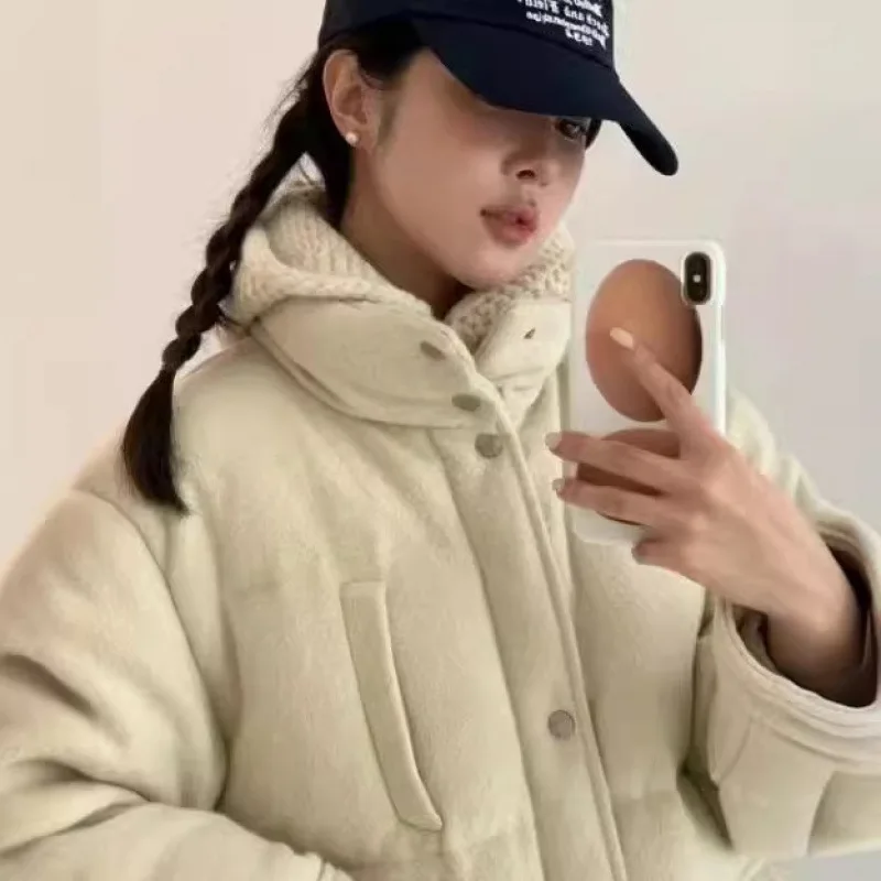 Dames Thiened Ganzendons Jaet Stand Kraag Brood Sle Jas Sweet Sle Recht Uitgesneden Bestand tegen lage temperaturen Winterjas