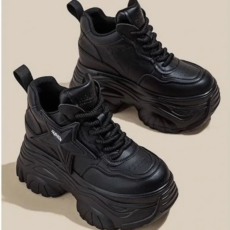 Elderly Shoes Women's 2024 New Spring Style Thick Bottom Petite Casual Increased Inside Women's Shoes 9cm view 3