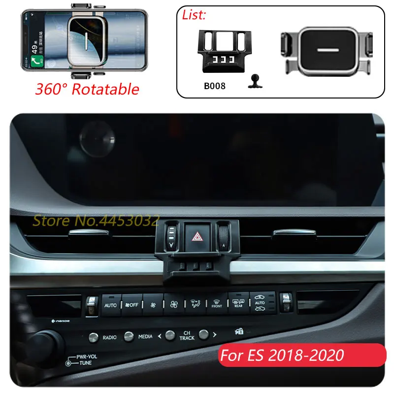 1 Suit Car Phone Holder For Lexus ES 350 300 2018-2020 Rotatable Stand Mounts One-handed operation Bracket Accessories