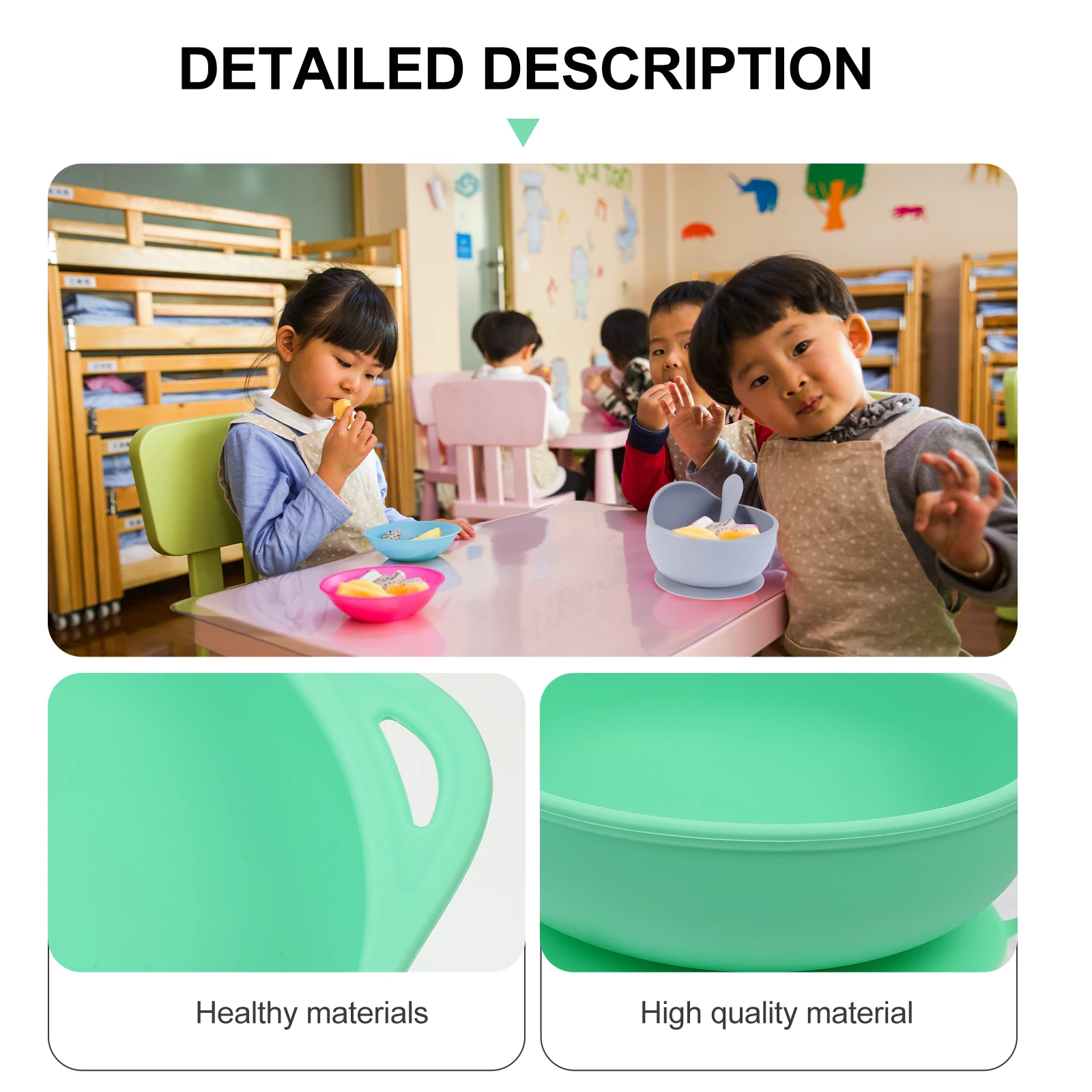 

Silicone Suction Bowl Baby Feeding Toddler Bowls with Lid Spoons Kids Food Bowls Non Slip Design Bright Color Special Shape Self