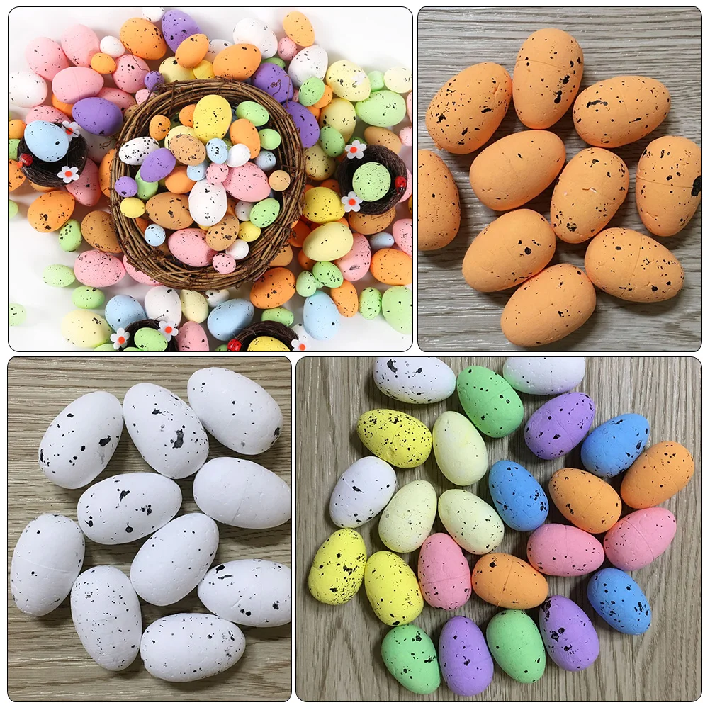 200 Pcs Easter Foam Eggs Toy Accessories Holiday Decor Props Miniature Decor Foams Lifelike Decorations for Harvest Festival