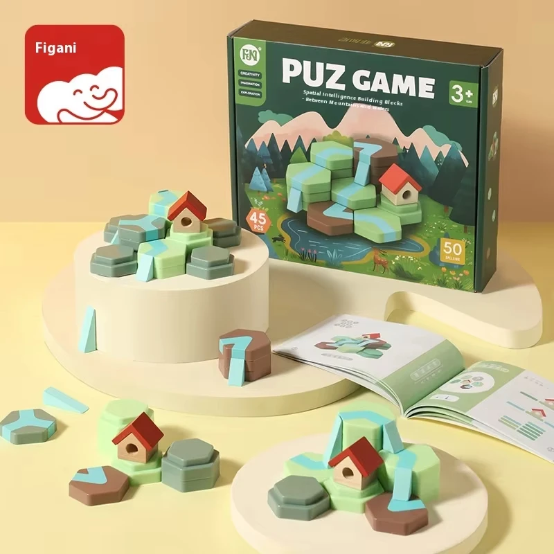 

Multi functional construction of children's puzzle toys, spatial intelligent construction, wooden large particle toys