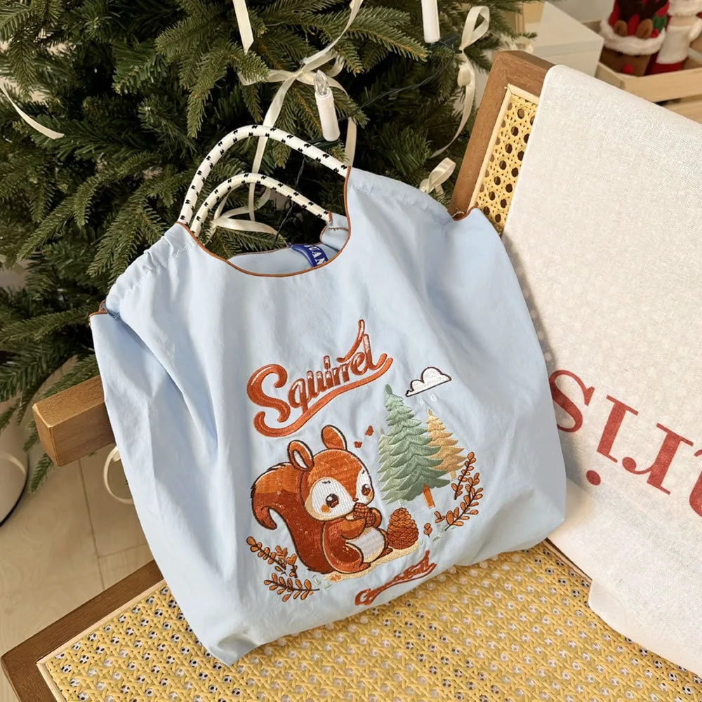 Japanese Embroidered Shopping Bag Handbag Oxford Bag Embroidered Nylon Waterproof Shopping Bag Portable Shoulder Cross-Span Bag