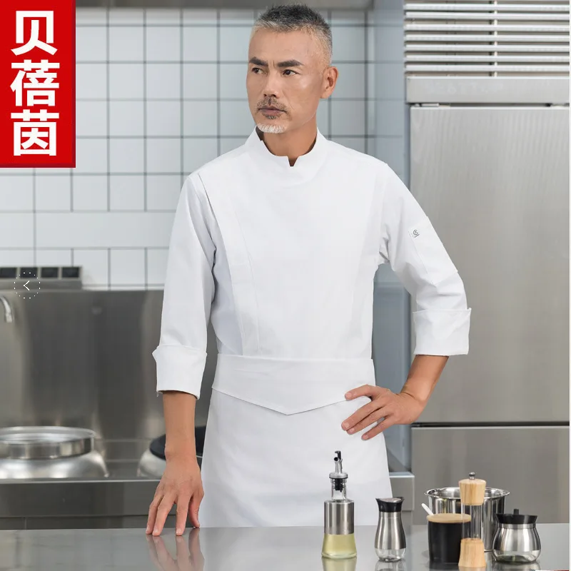 hotel-executive-chef-uniform-long-sleeve-autumn-winter-men's-restaurant-chef-coat-with-embroiderylogo