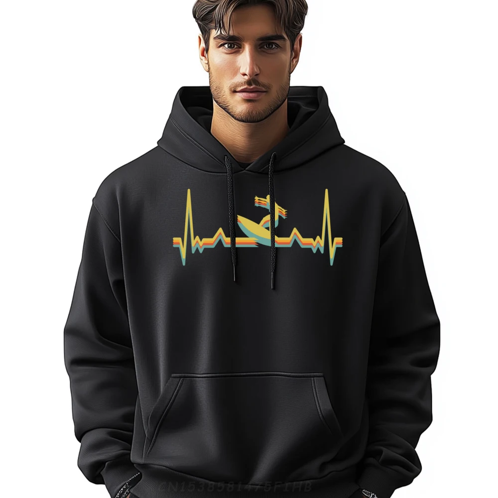 

Female Surfer Heartbeat Retro Design Girl Surfing Heartbeat Designer Hoodies Hoodies Homme Lovers Day