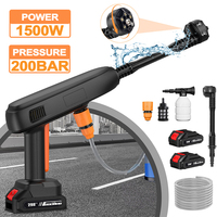 200Bar 6 IN 1 Electric High Pressure Washer Spray Water Gun Cordless Car Cleaning Garden Irrigation Tool For 21V Battery