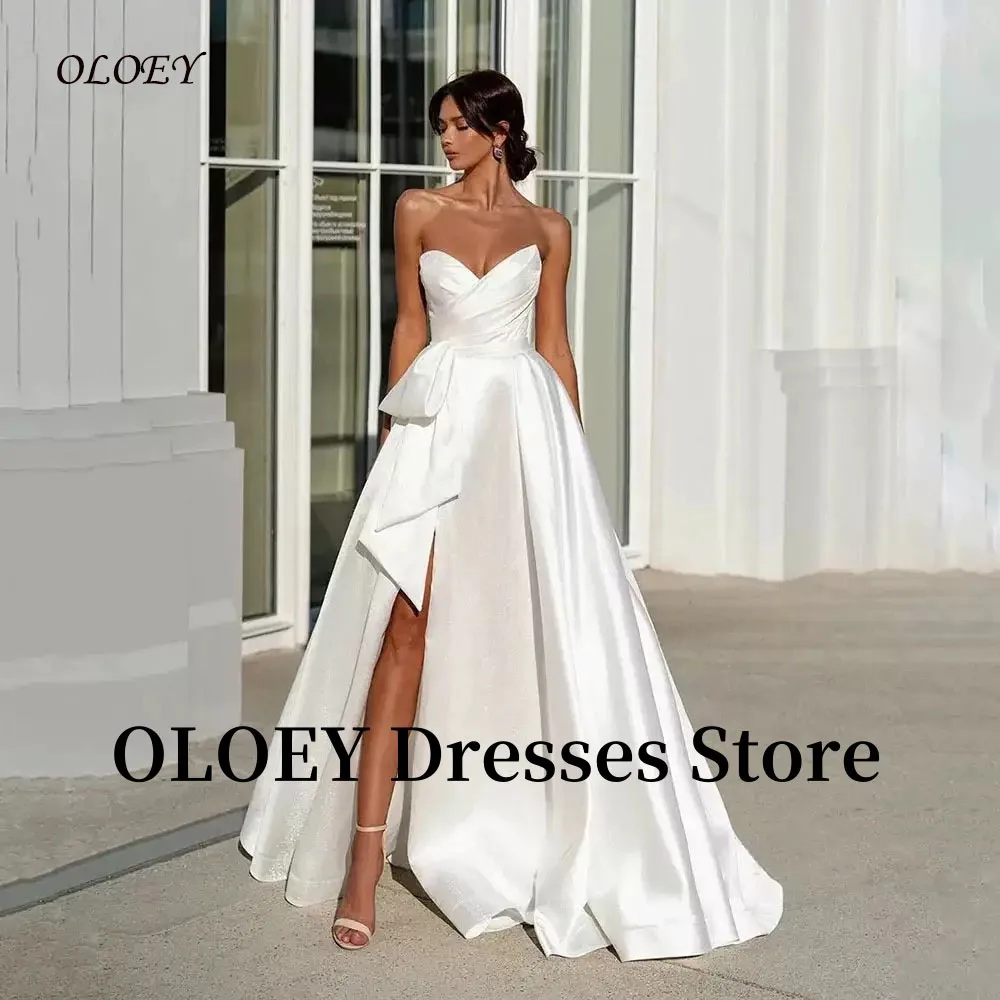 

OLOEY Elegant Sweetheart Wedding Dresses Satin Split Customized Bridal Gowns Vestidos de noiva Customized Vestidos de noiva