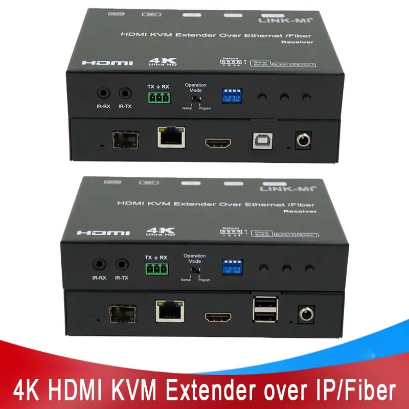 

120 м AV по IP 4K HDMI-удлинитель по оптоволокну с POE RS232 USB KVM-удлинитель с Unicast Multicast Max 8x16 KVM по IP/волокну