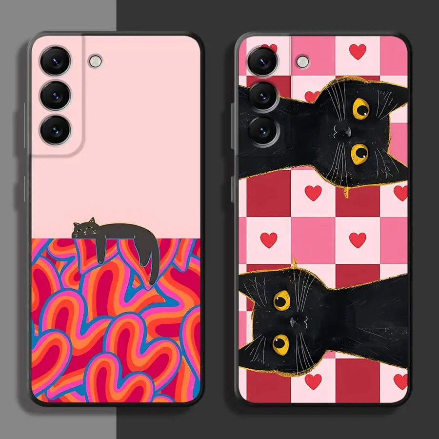 Artistic Black Cat Case for Samsung Galaxy A57 A32 A55 A26 A37 A22 A25 A24 A53 A73 A51 A23 Phone Cover A52 A36 A71 A72 A35