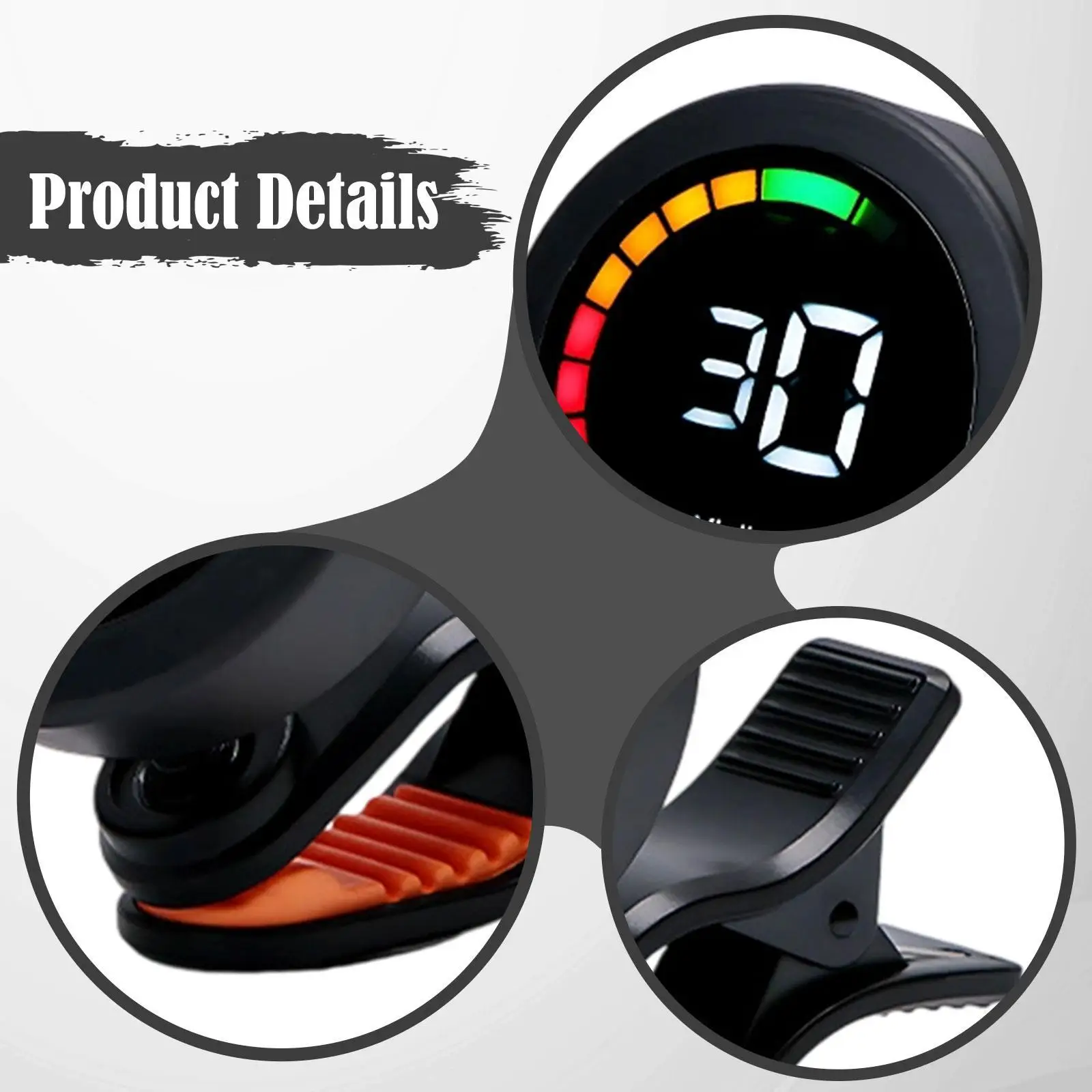 Portable Clip on Guitar Tuner High Sensitivity Tuner Device for Bass Ukulele Violin Musical Instrument Tuning Supplies