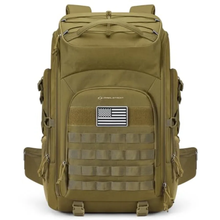 

Tactical Backpack for Men Water Resistant 40L Military Backpack for Hiking Camping Gym with Molle System Khaki
