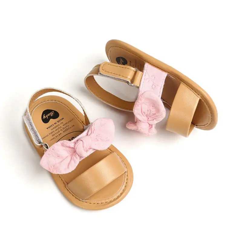 Sandalias antideslizantes con lazo para niñas de 0 a 18 meses, zapatos de princesa con lazo para bebés recién nacidas, sandalias de verano, de