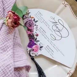 Custom Fan Escort Card Wedding Invitation Table Plate Menu Design Print Save The Date Announcement Party Supplies DIY Decoration