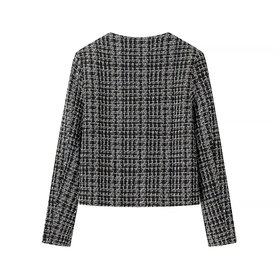 

JNLEAOG Autumn Faion Design Women's Texture Suit Jaet Button Decorated Straight Cut Polyester Long Sve round Ne Coat