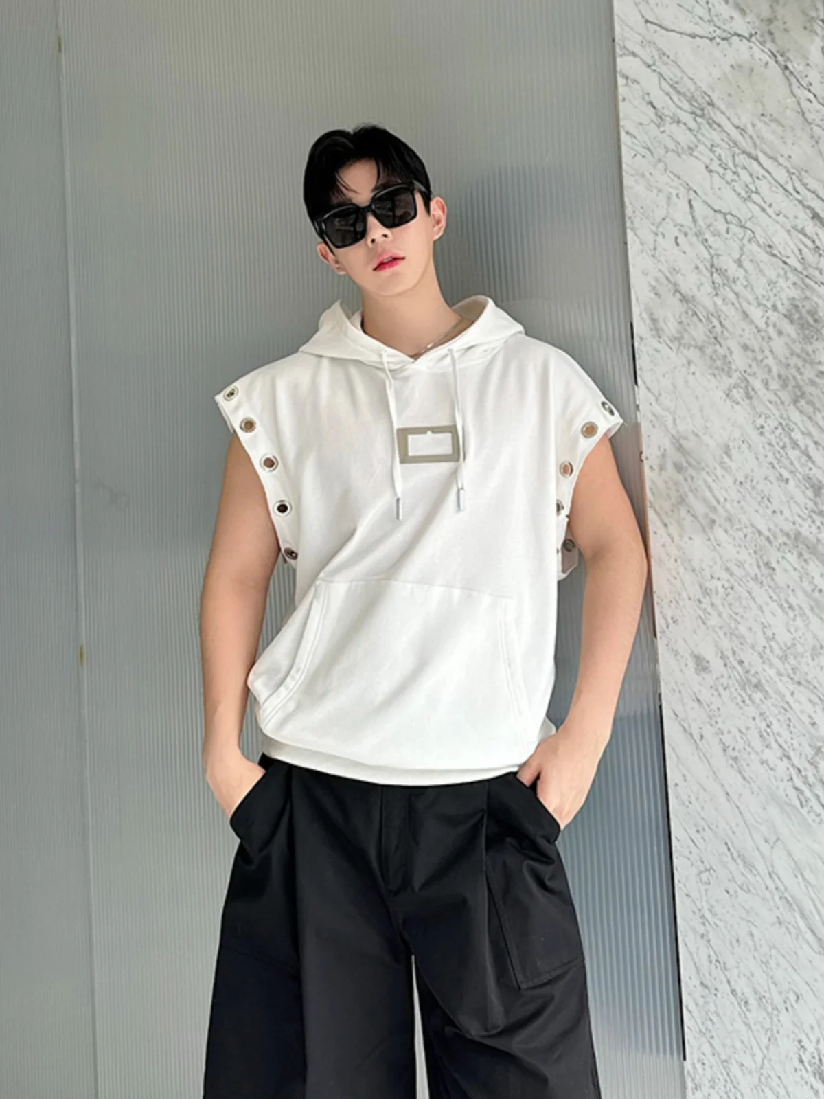 

Американская ретро-летняя толстовка с капюшоном, свободная спортивная майка для мужчин, повседневный удобный жилет