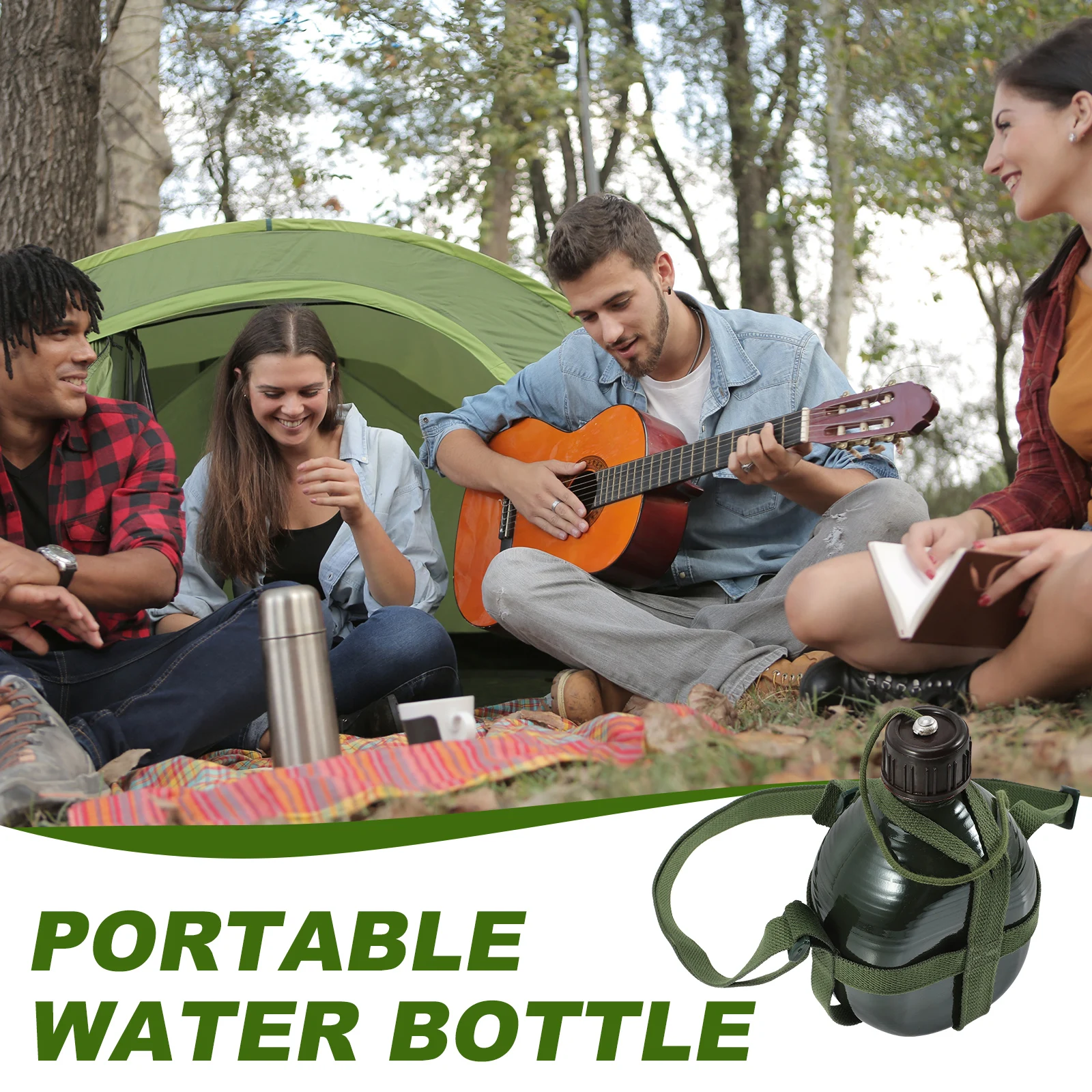 

Lightweight Military Canteen 1.2L Durable Portable Water Bottle For Camping Hiking Outdoor Adventure Water Container Storage