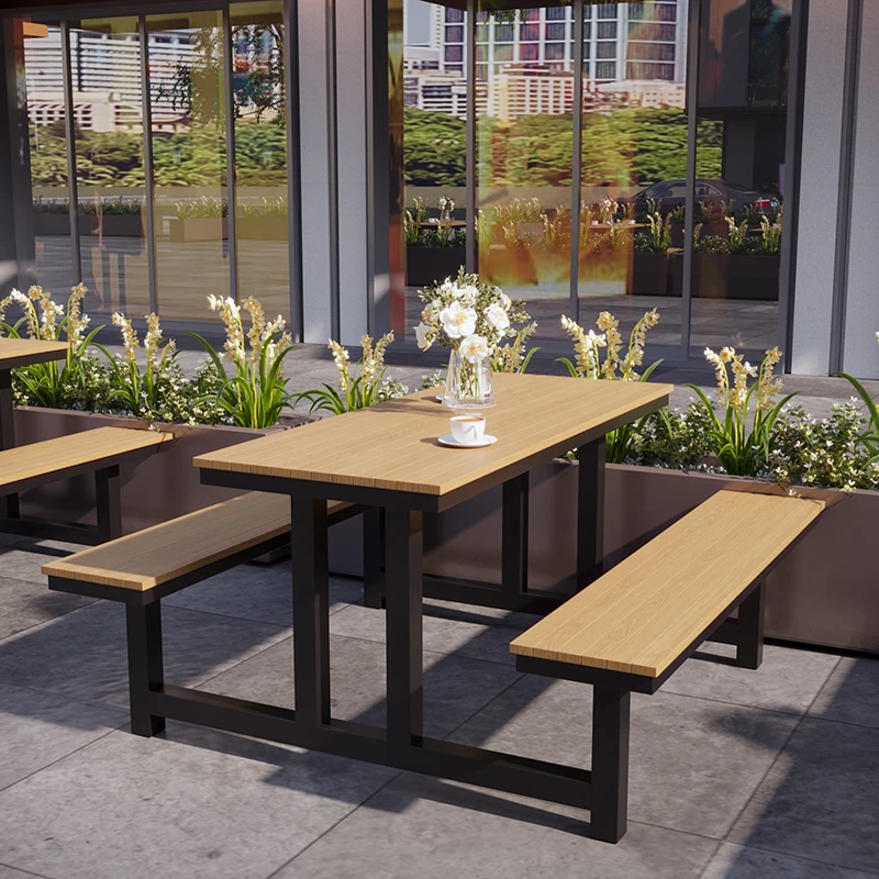 

Outdoor one-piece table and chair combination park chair commercial street amusement park courtyard seat scenic spot bench match