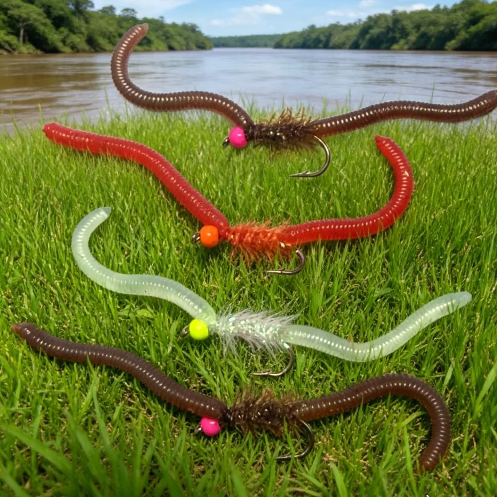 9pcs Bead Heads UV and Luminous San Juan Fly Soft Worm Lure 