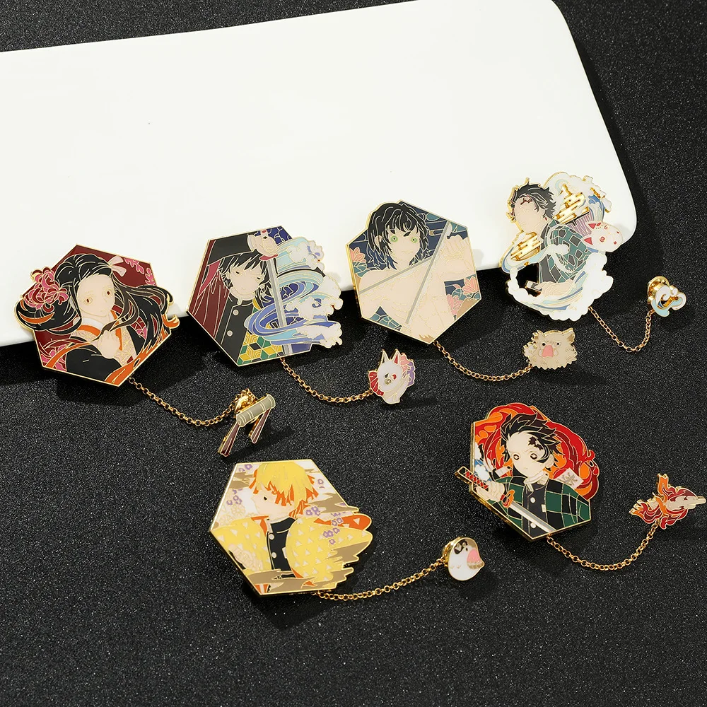 Broche de Anime Personalizado de Kamado Tanjirou, Pin de Esmalte, Insignia Metálica, Joyería, Accesorios para Mochilas y Ropa, Regalo