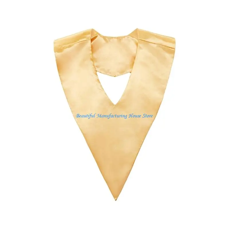 E56A Single Color Academic Graduation Stole With V Design Premium Satins Fabric